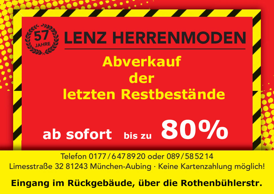 Räumungsverkauf bei Lenz Herrenmoden